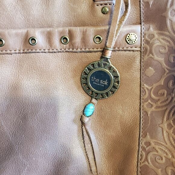 The Sak Leather Satchel Medium Brown Tobacco Hobo Convertible Shoulder Bag | EUC - Picture 3 of 4